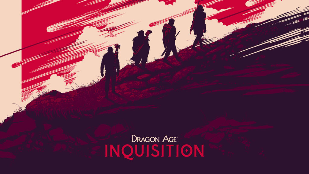 Dragon Age: Inquisition Wallpaper - Epic Silhouettes on Red & Black Background