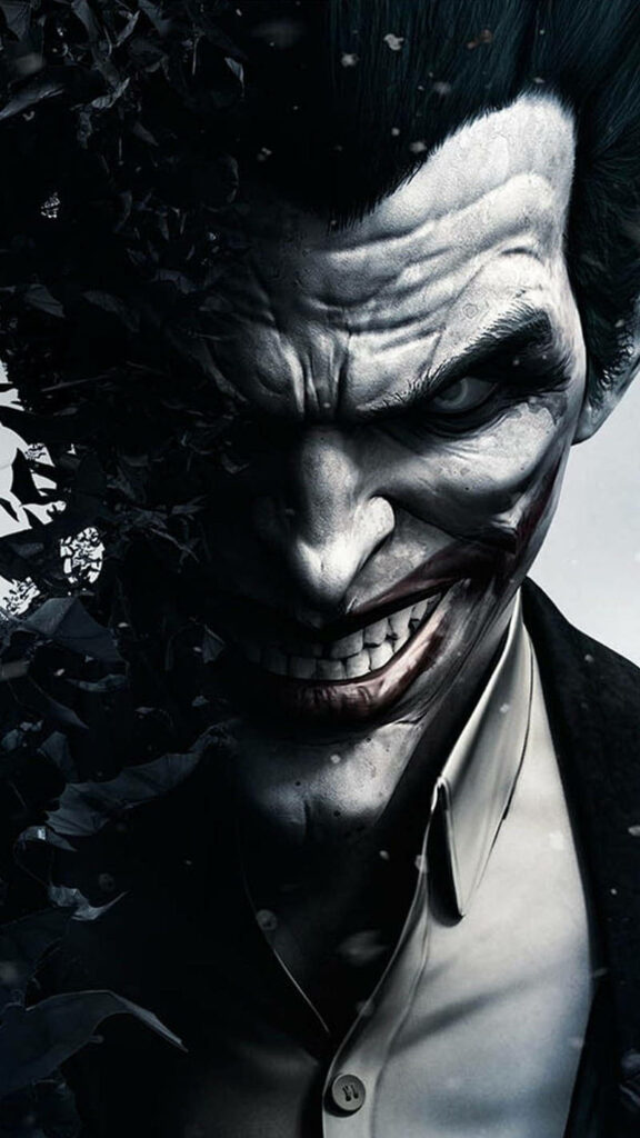 Intense Joker Black and White Wallpaper: Ominous Comic Art