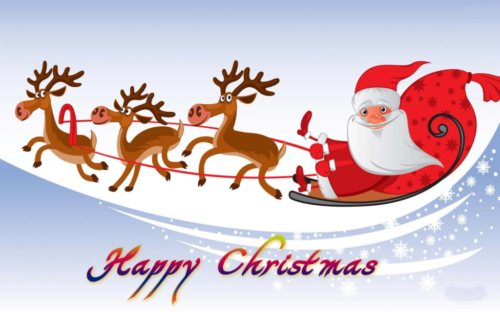 Merry and Bright: A Whimsical Christmas Sleigh Ride with Santa and His Reindeer! Wallpaper