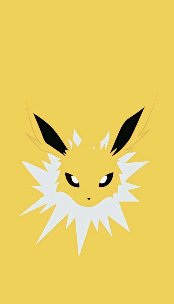 Jolteon Minimalist Art Wallpaper - Bright Yellow Electric Design