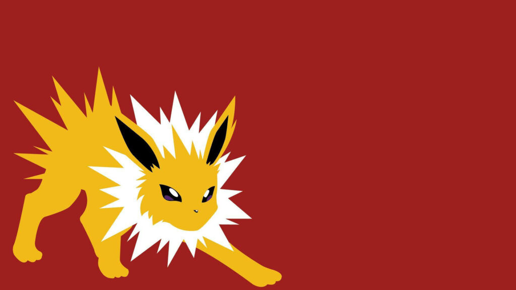 Jolteon Illustration on Bold Red Background - Spiky Yellow Design Wallpaper