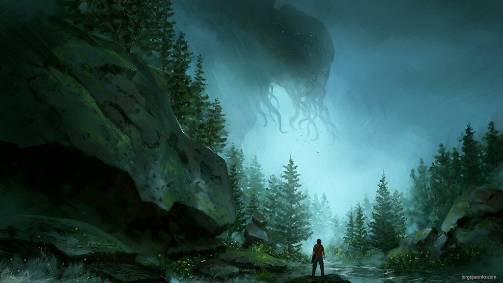 Jorge Jacinto's Hauntingly Beautiful Cthulhu Artwork: A Stunning Digital Tribute to H. P. Lovecraft's Fantasy World Wallpaper