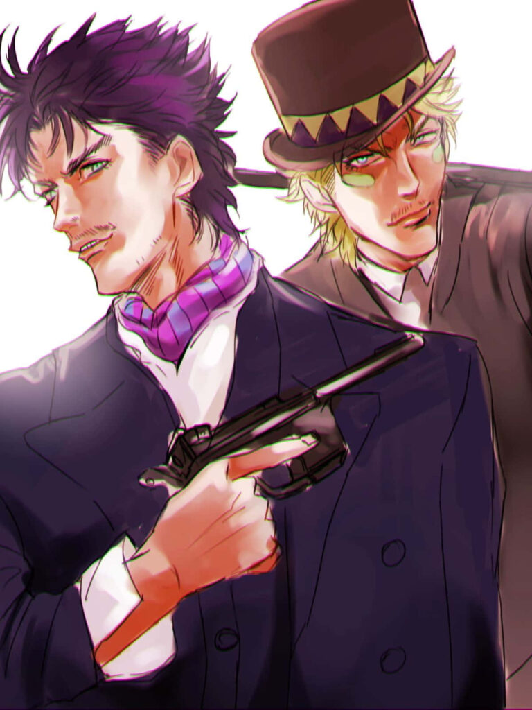 Joseph Joestar and Caesar Anthonio Zeppeli battle stance dynamic Battle Tendency wallpaper background