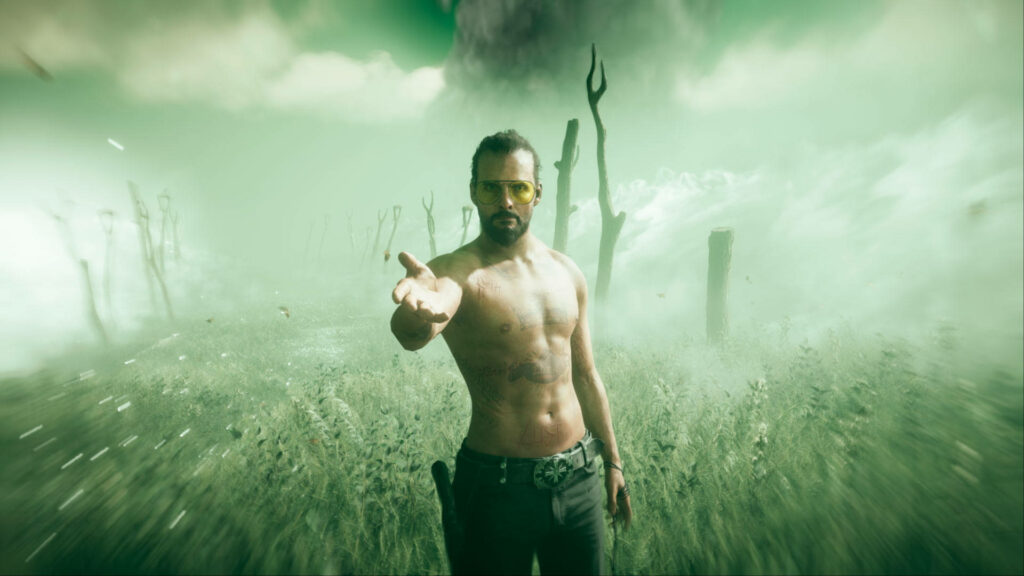 The Fierce and Unyielding Joseph Seed Takes Center Stage Amidst Nature's Splendor in Far Cry 5's Iconic Scene Wallpaper