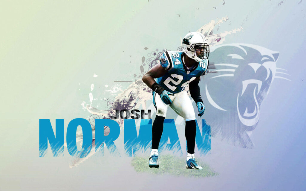 Josh Norman Carolina Panthers dynamic wallpaper with bold colors and Panthers logo background