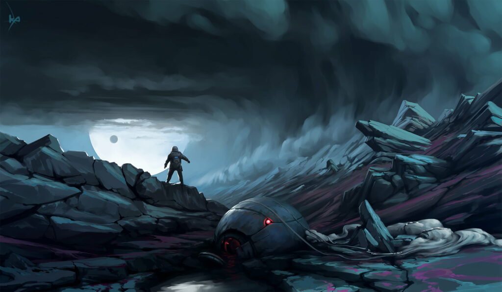 Exploring Uncharted Realms: An Astronaut Embarks on a Cosmic Journey Wallpaper