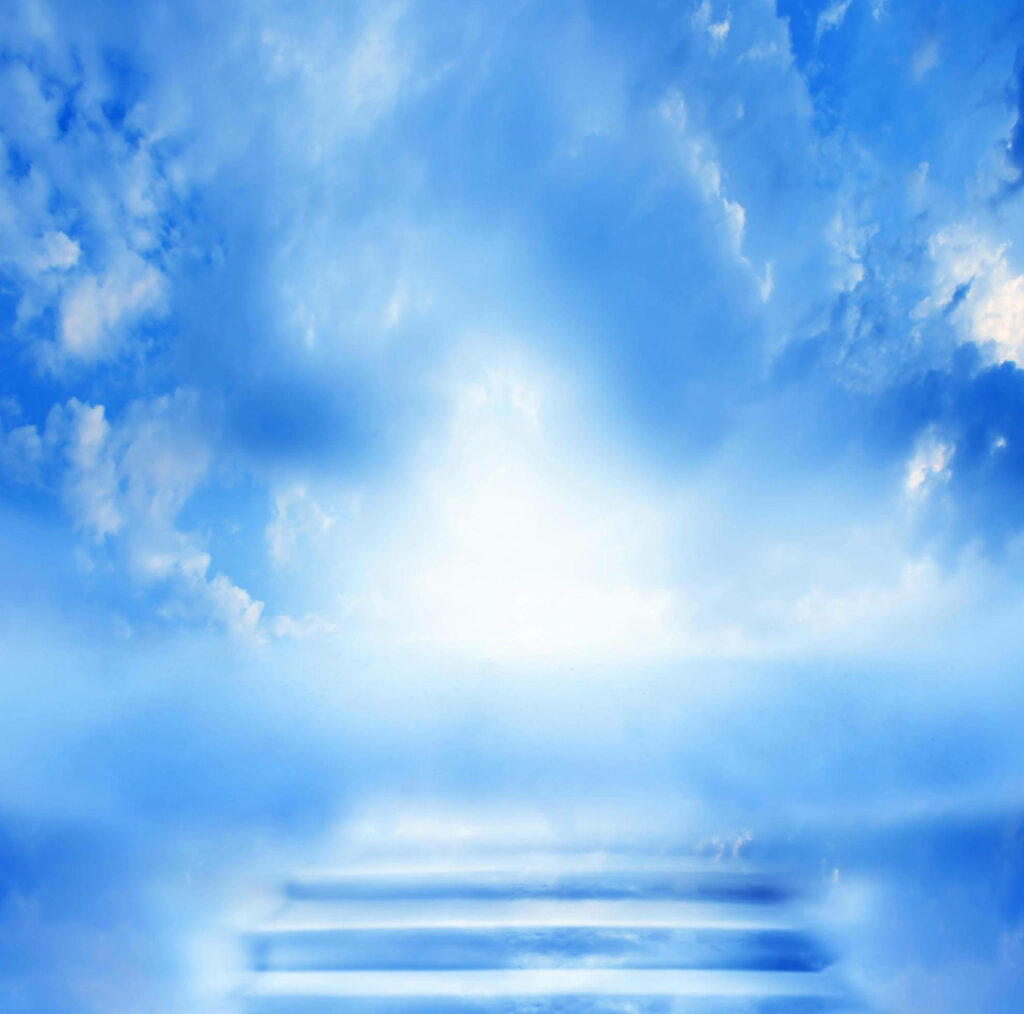 Celestial Ascension: Capturing Funeral Clouds Amidst the Heavenly Staircase Wallpaper