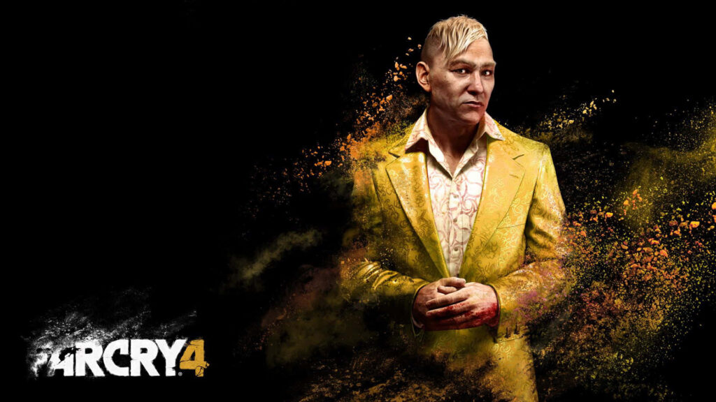 Far Cry 4 Antagonist Pagan Min in Explosive Orange and Yellow Wallpaper in 1080p Full HD 1920x1080 Resolution