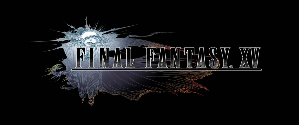 Final Fantasy XV Wallpaper: Bold Title Design with Dragon Accent