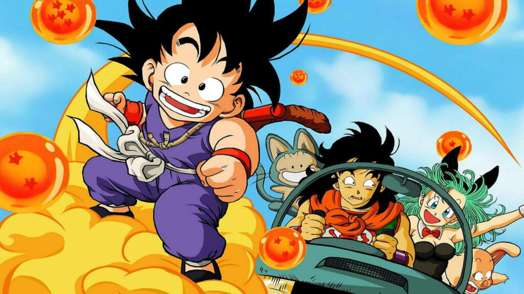 Child Goku and Friends on Adventure in Dragon Ball Z Wallpaper