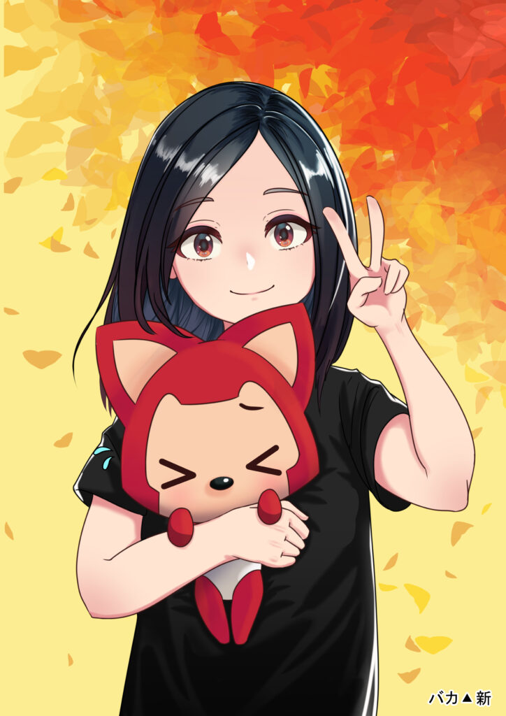 Joyful Anime Wallpaper: Smiling Girl with Cute Toy in Colorful Scene