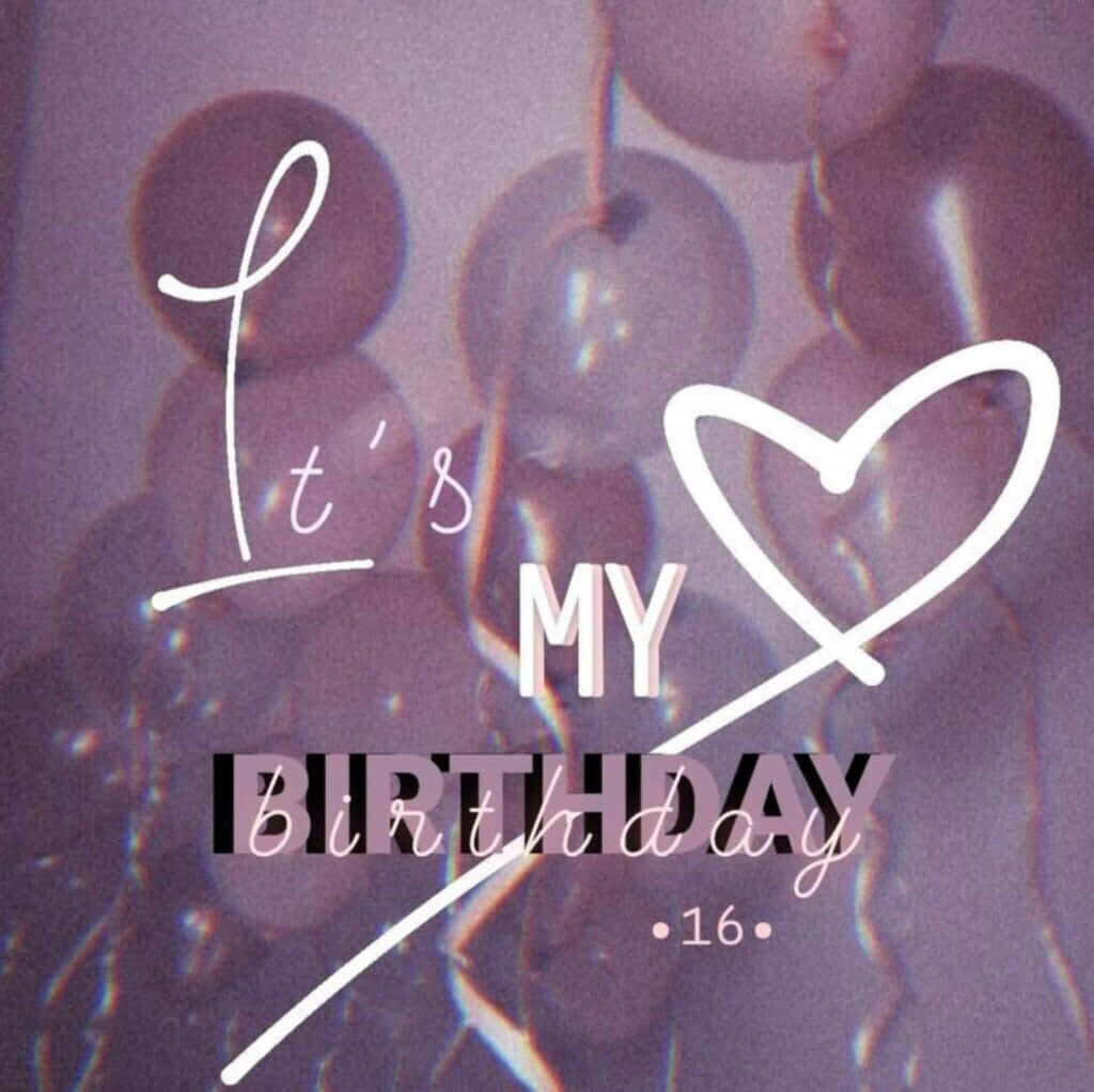 Joyful Birthday Wallpaper with Balloons & Artistic 'It's My Birthday' Text