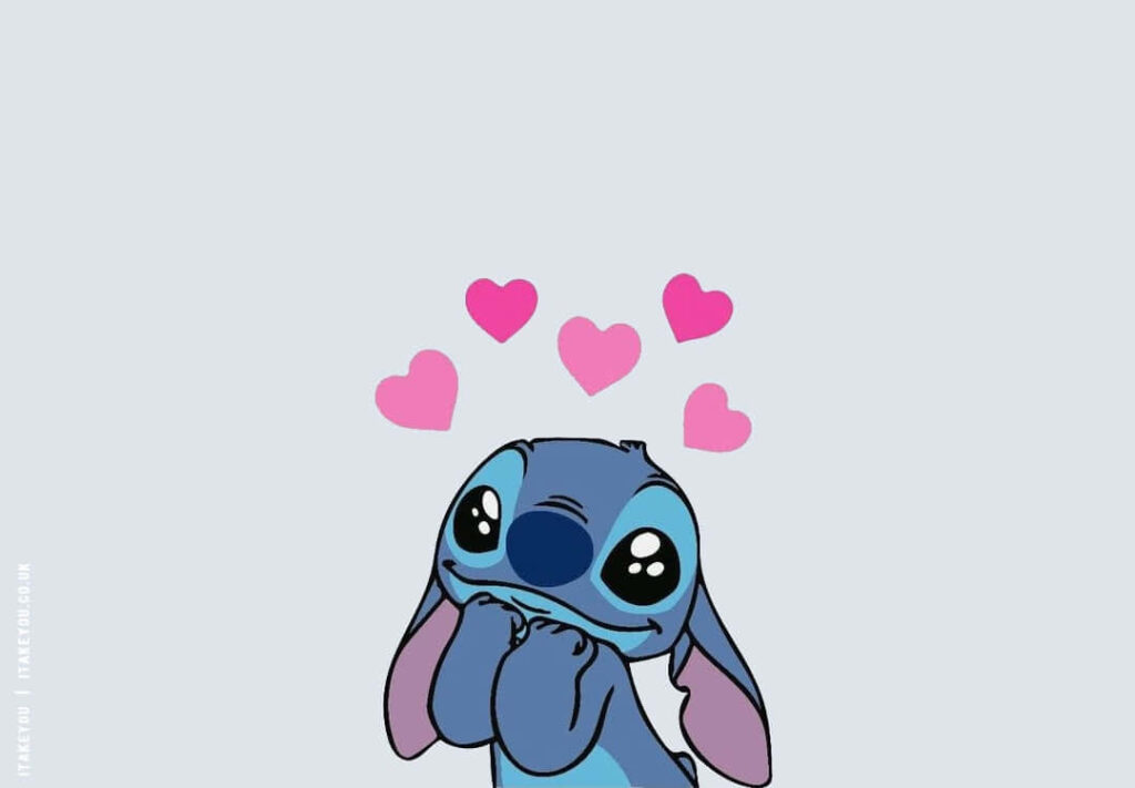 Joyful Cartoon Character with Hearts: Love-Themed Wallpaper