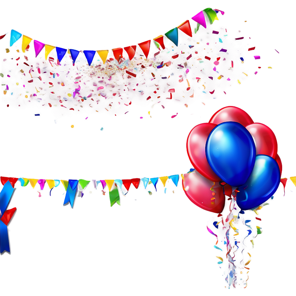 Colorful Celebration Wallpaper with Balloons, Banners & Confetti