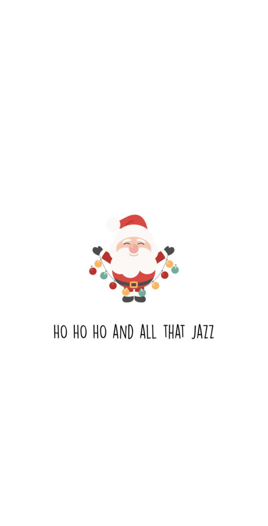 Festive iPhone Wallpaper: Jolly Santa and Ho Ho Ho Delight on a Clean White Canvas