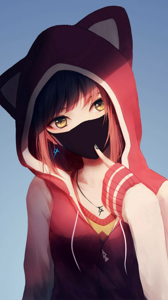 Joyful Conversations: A Radiant Anime Girl Engaged in Phone Delight Wallpaper