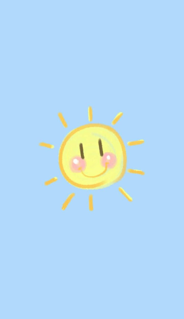Radiant Morning Delight: Adorable Smiling Sun Soaring in the Sky Wallpaper
