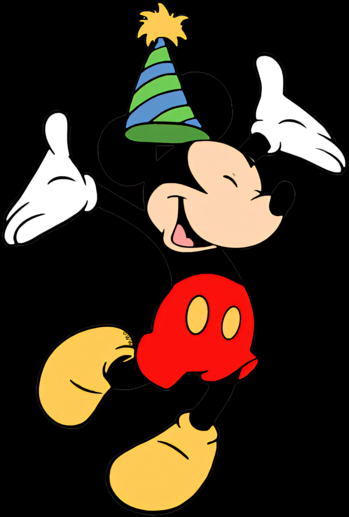 Mickey Mouse Celebrates in Festive Party Hat - Joyful Illustration Wallpaper