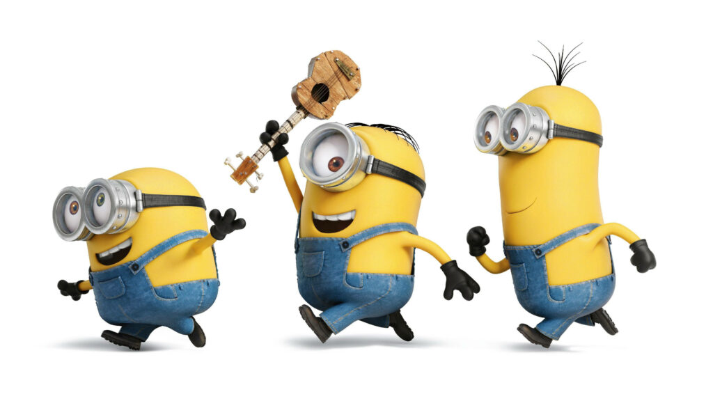 Joyful Minion Desktop Wallpaper: Bob, Stuart & Kevin in Action