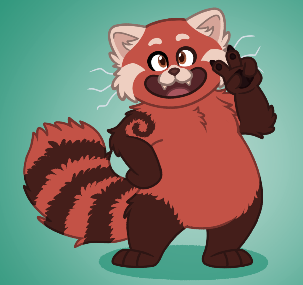 Joyful Red Panda Character: Delightful Turning Red Wallpaper