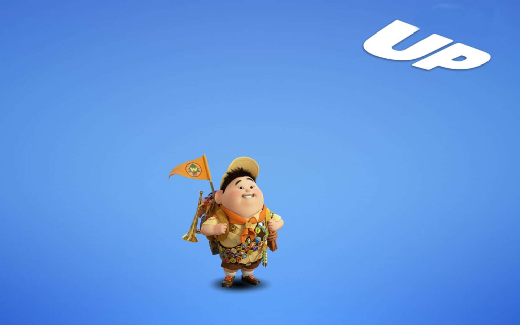 Joyful Russell from Pixar's Up - Bright Wallpaper Background