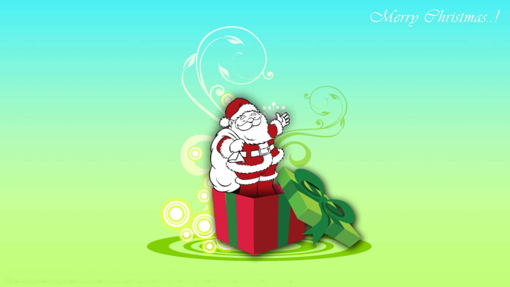 Cheerful Santa Claus Wallpaper with Merry Christmas Message