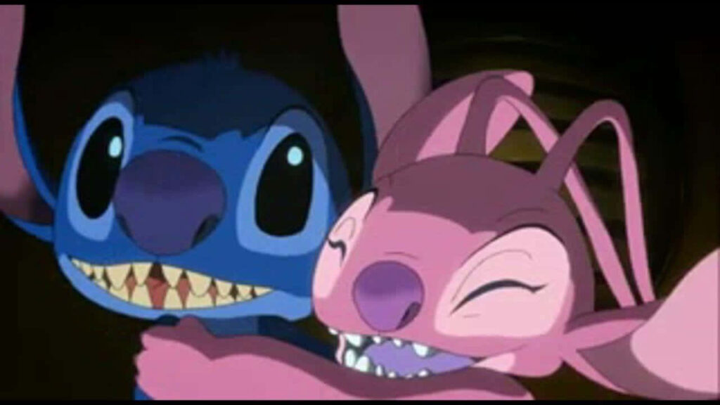 Joyful Stitch & Angel Wallpaper - Vibrant Lilo & Stitch Background