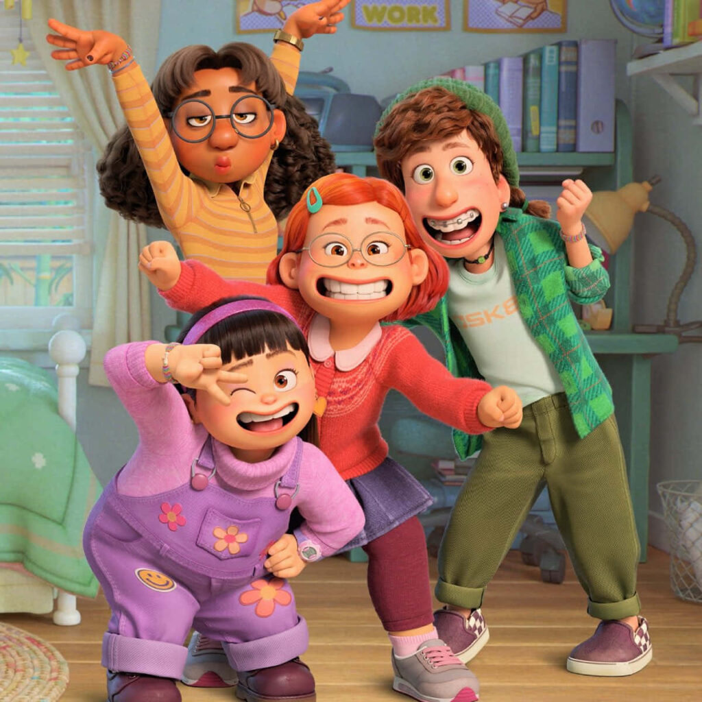 Joyful Turning Red Wallpaper: Meilin & Friends in a Colorful Room