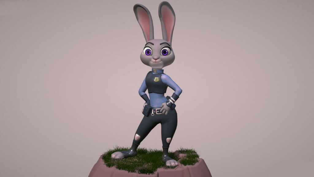 Judy Hopps Figurine Wallpaper - Brave Zootopia Rabbit on Grass