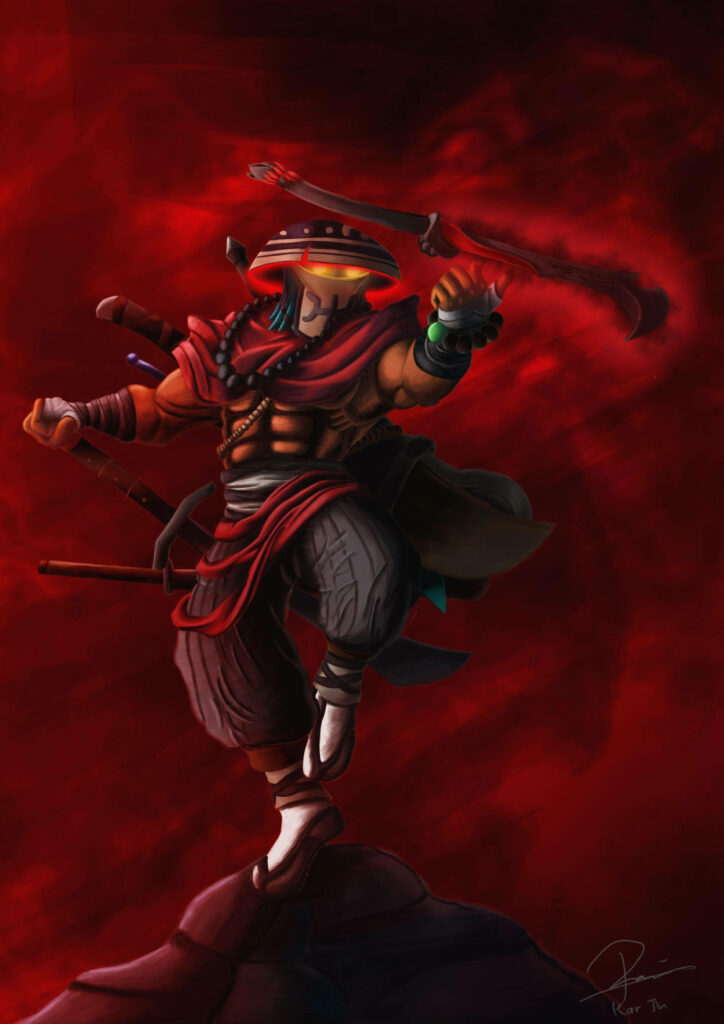 Dazzling Radiance: Juggernaut Embraces the Light with his Sword Collection in this Striking Dota 2 iPhone Wallpaper