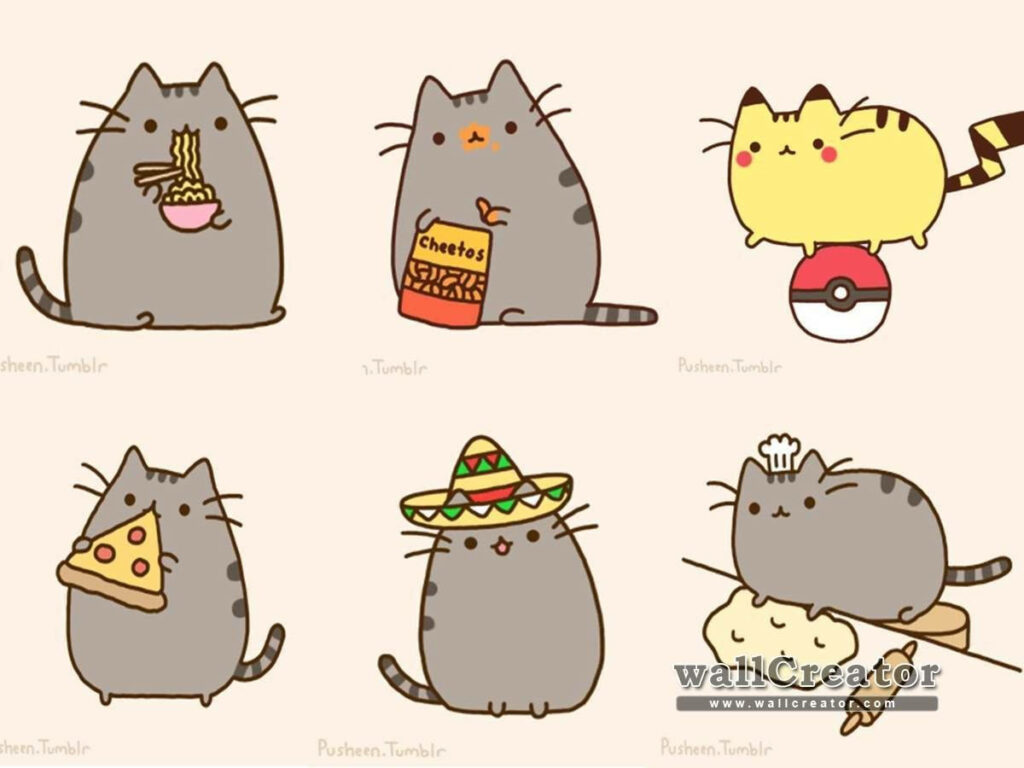 Juggling Joyride: Multi-Tasking Pusheen Wallpaper