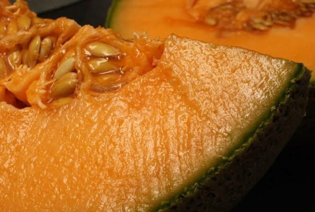 Vibrant Cantaloupe Slice: Juicy Orange Flesh & Textured Rind Wallpaper