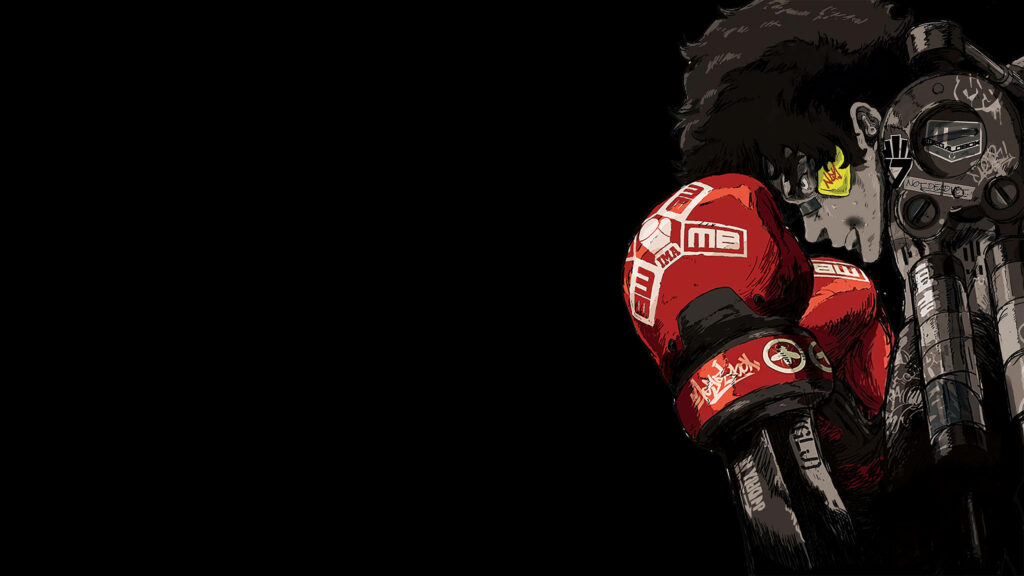 Dark and Intense: Megalo Box's Junk Dog in Black Gear Wallpaper