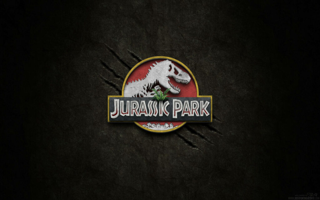 Jurassic Park Logo Wallpaper with Claw Marks on Textured Black Background