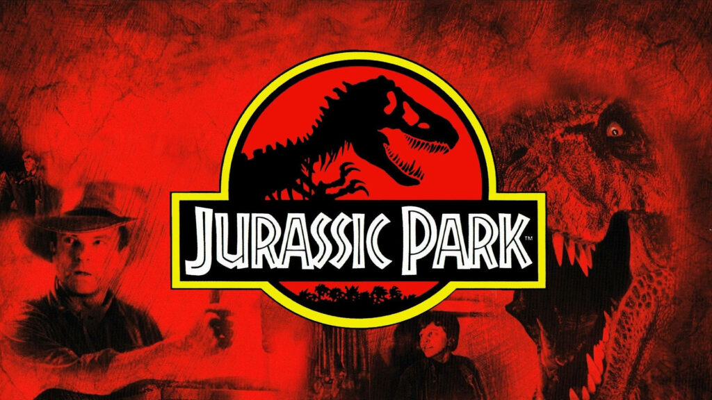 Jurassic Park Poster Wallpaper: T-Rex & Iconic Logo Adventure