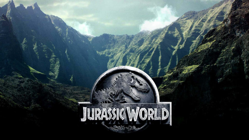 Jurassic World Logo Wallpaper: Adventure in Lush Mountain Backdrop