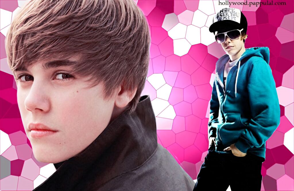 Justin Bieber digital art wallpaper pink geometric background close-up portrait full-body pose