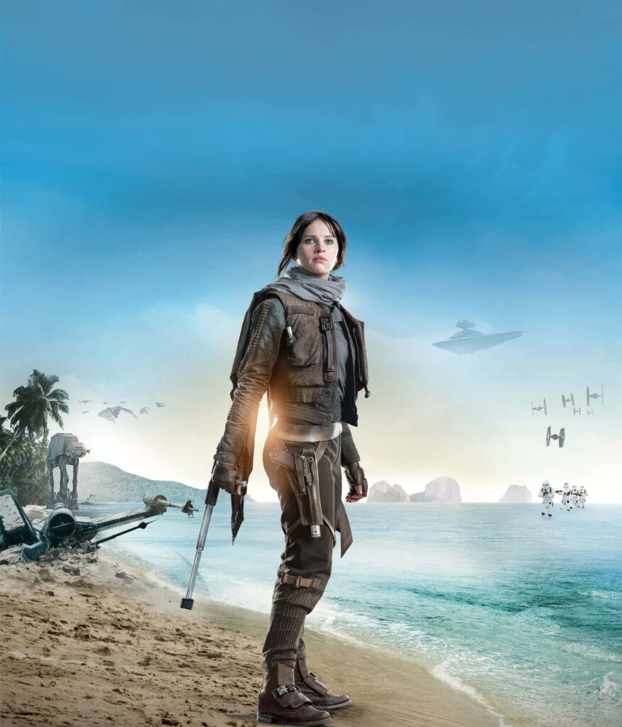 Jyn Erso on Tropical Beach: Epic *Rogue One* Wallpaper Background