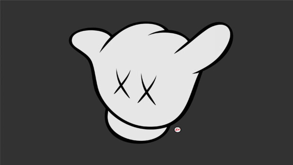 Artistic Expression: Kaws Hand Sign Hang Loose Wallpaper with X-ed Mickey Art