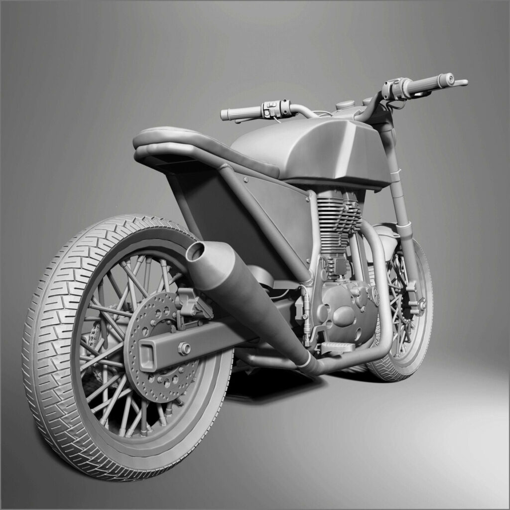 KGF Style Royal Enfield Wallpaper: Sleek Silver Custom Motorcycle
