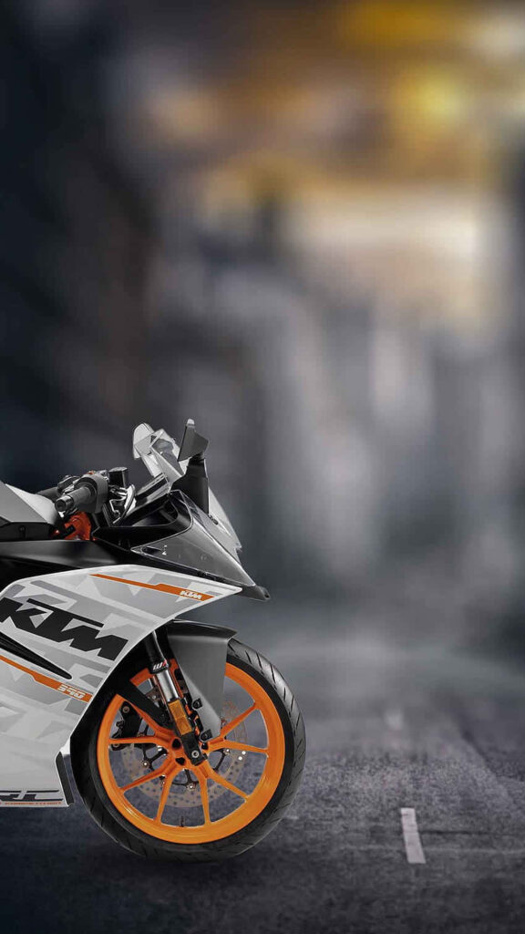KTM Duke Motorcycle Wallpaper: Sleek Design & Urban Sunset Glow