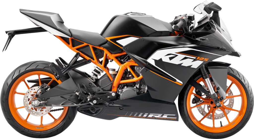 Dynamic KTM RC 125 Wallpaper: Sleek Black & Orange Sport Motorcycle
