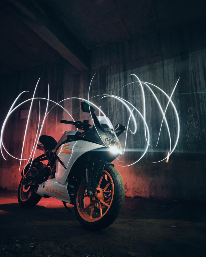 Urban KTM RC 390 Wallpaper: Dynamic Lights & Aggressive Design