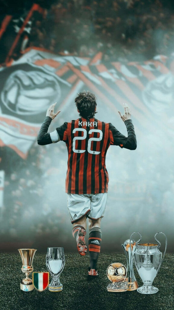 Kaká AC Milan Celebration Wallpaper: Iconic Number 22 & Trophies