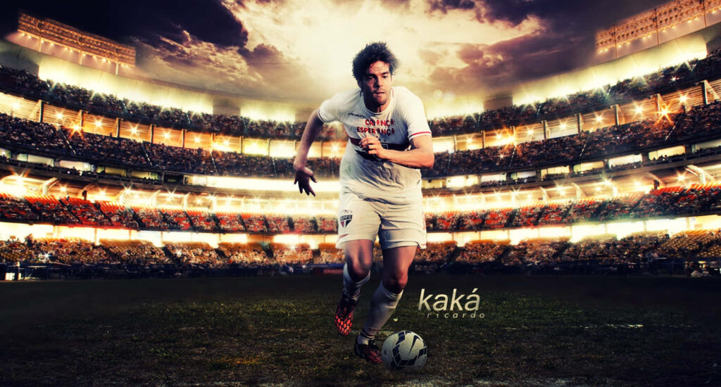Kaká Soccer Action Wallpaper: Vibrant Stadium Background