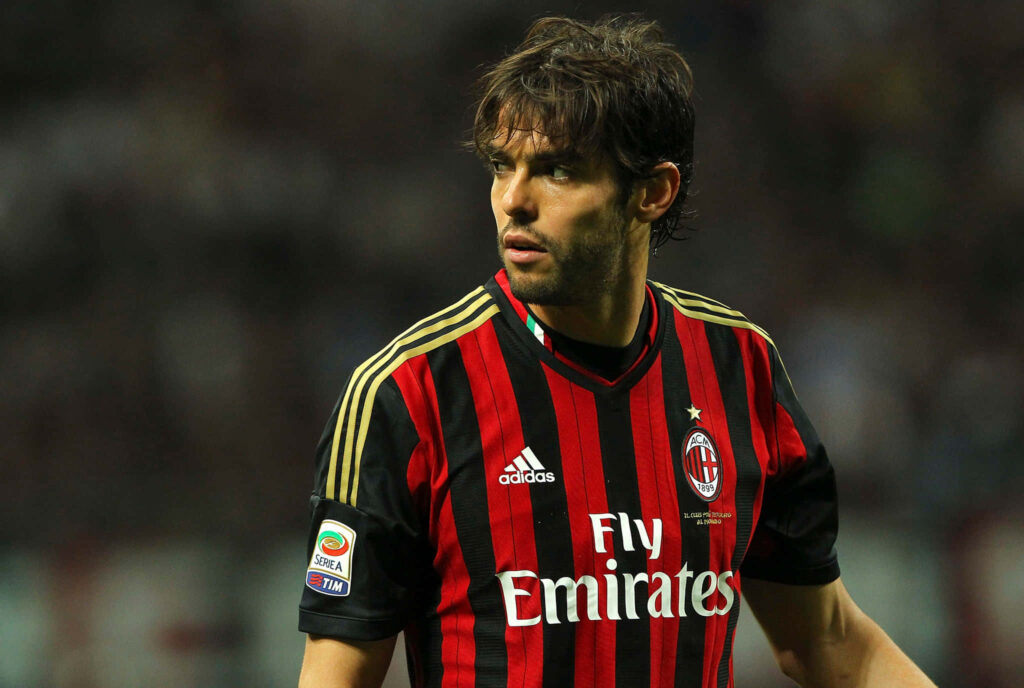 Kaká in Iconic A.C. Milan Kit - Legendary Football Wallpaper