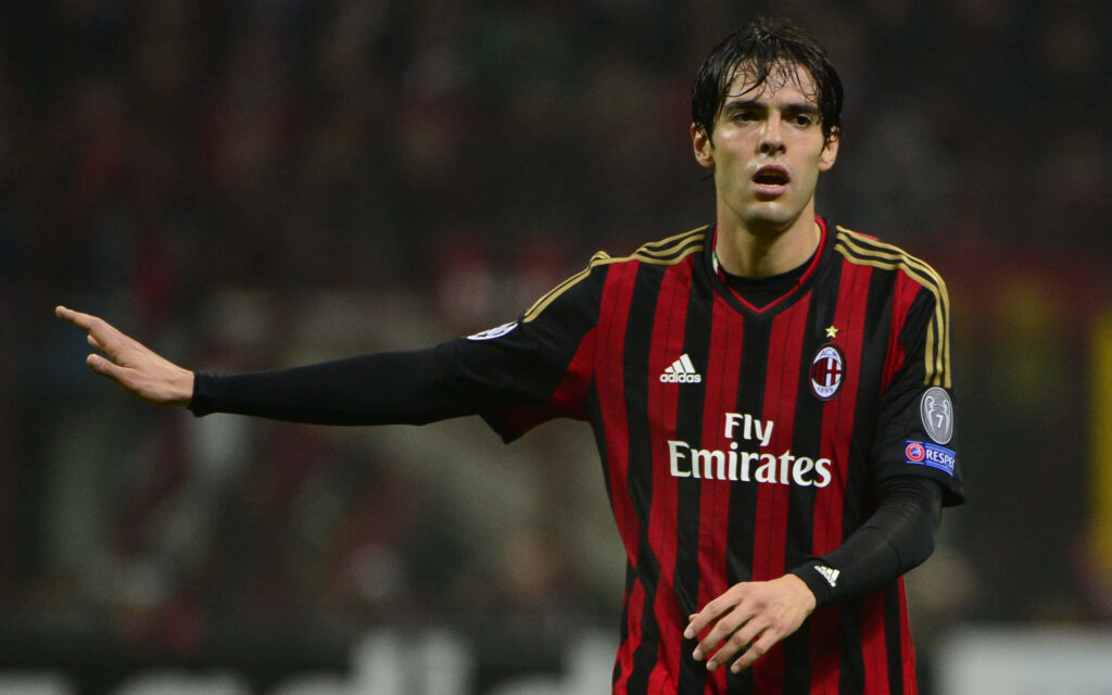 Kaká in Action: Iconic AC Milan Wallpaper Background
