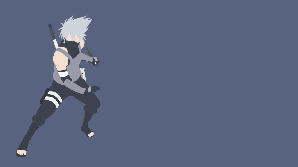 Kakashi Hatake Strikes a Pose: A Stunning Vector Art Illustrating the Legendary Naruto Character on a Mysterious Dark Blue Canvas Wallpaper
