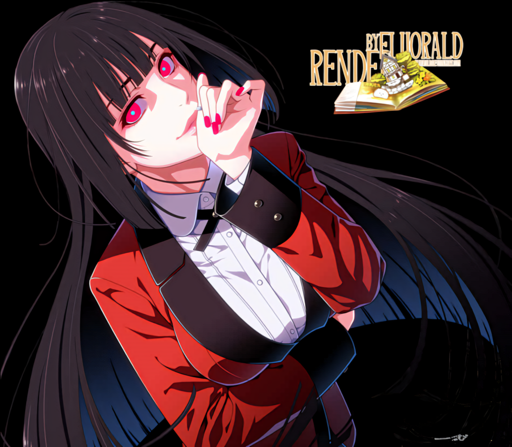 Kakegurui Character Wallpaper: Bold Red Jacket & Vivid Red Eyes