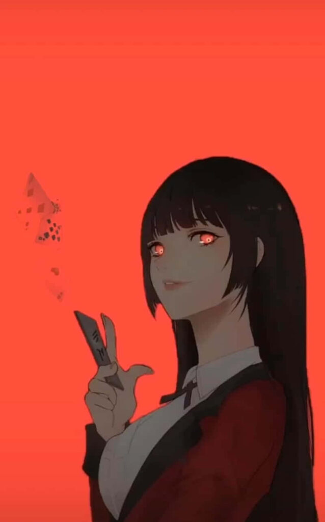 Kakegurui Protagonist Wallpaper: Red Eyes & Confident Gamble Vibe